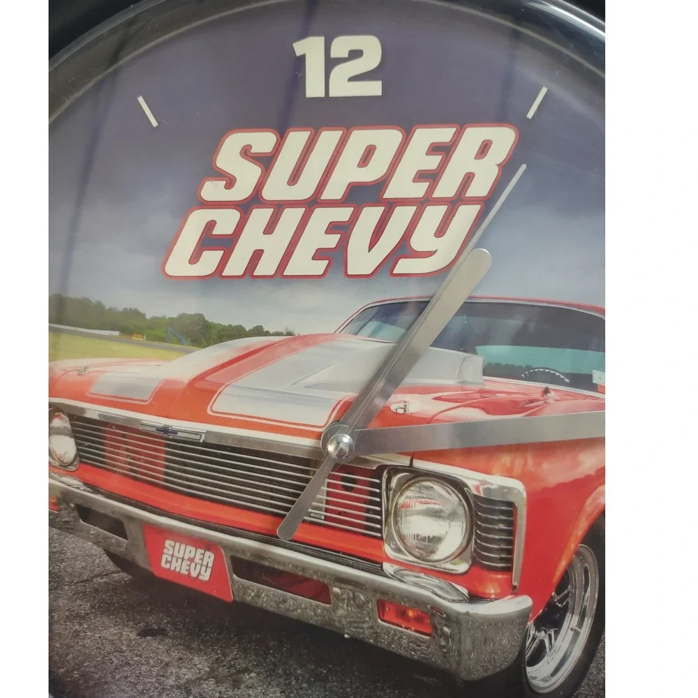 Super‎ Chevy Wall Clock Red Classic Car Quartz M2188 w/New Battery